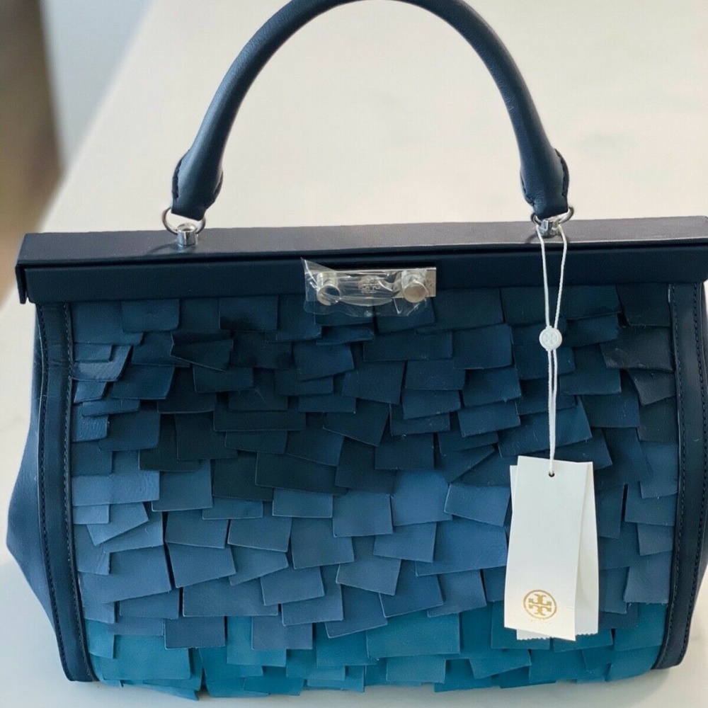 Tory Burch Degrade Suede Fringe purse- Blue